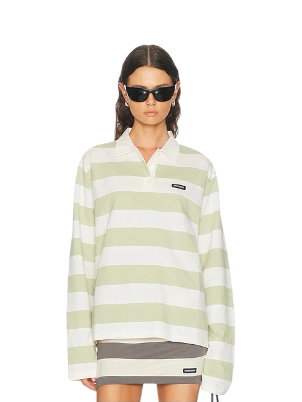 Miu Miu Striped jersey polo shirt It36